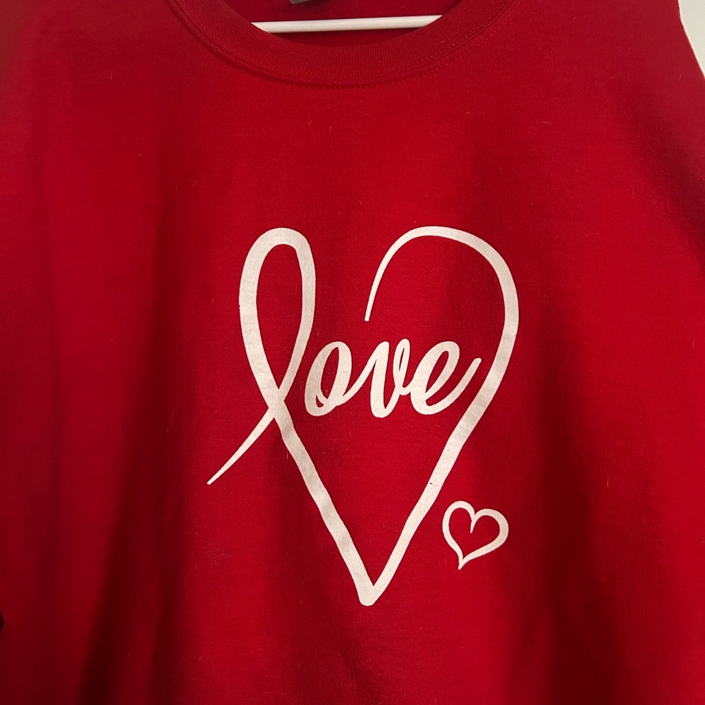 Gildan Red Love Heart Sweatshirt